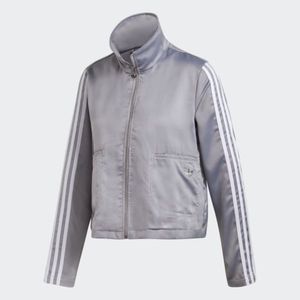 Adidas Grey/Purple Satin Cropped Track Jacket